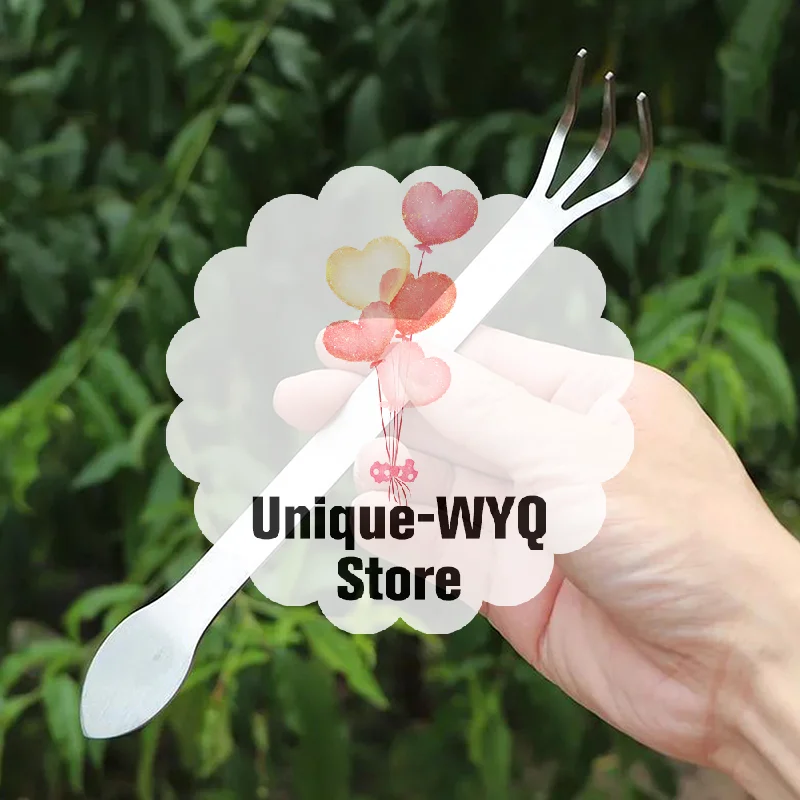1Pc New Stainless Steel Root Rake Bonsai Potted Plants 3-Prong Loosen Soil Tool Handheld Rustproof Rake Home Gardening Tool
