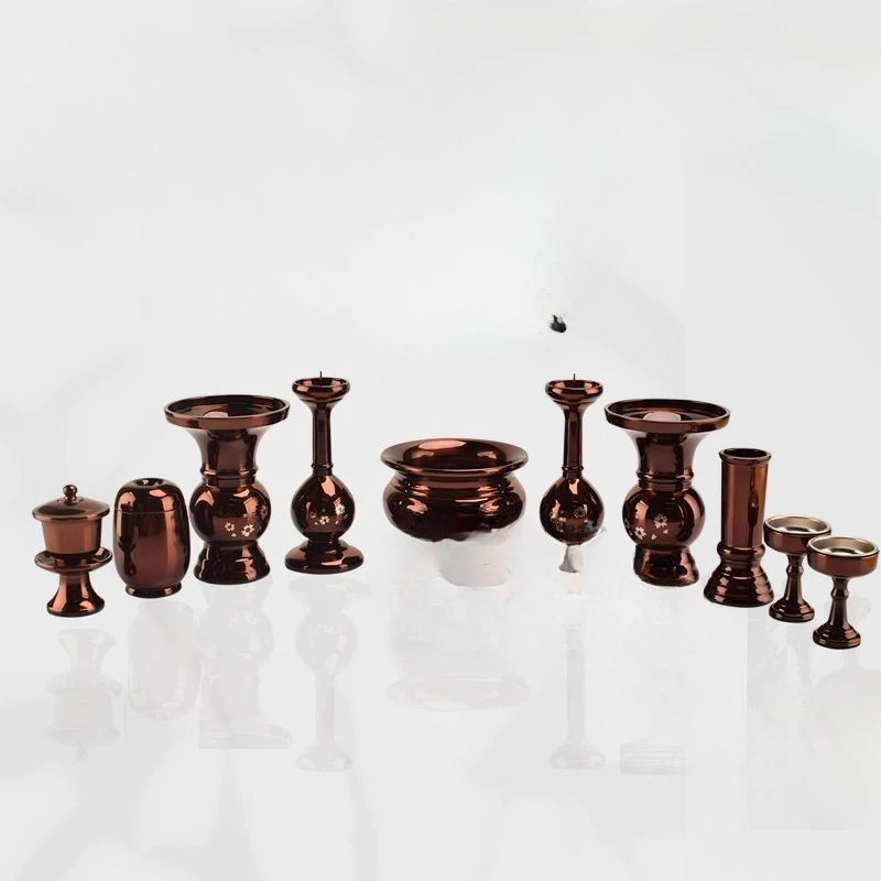 Brass Seiko surface paint, solemn home Buddhist hall supplies, Shingyan Sect ten pieces are 4 inches