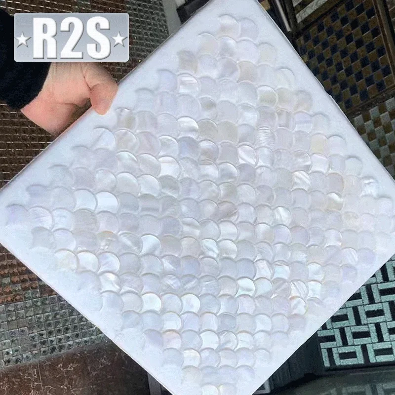 wholesale Shell Mosaic Tile Natural White Mother of Pearl Wall Backsplash Bathroom Tiles fish scale sheet kitchen