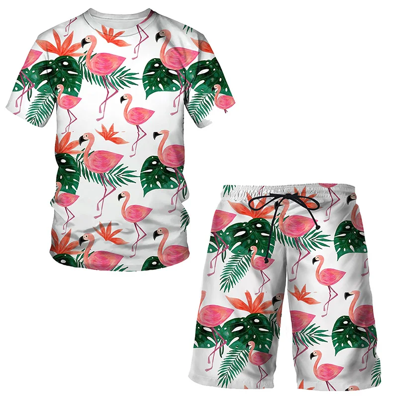 Hawaiian Men\'s Tracksuit Fruit Plant 3D Print T-shirt Shorts Sets 2 Pieces Streetwear Oversized Sportswear Beach Suits Clothing