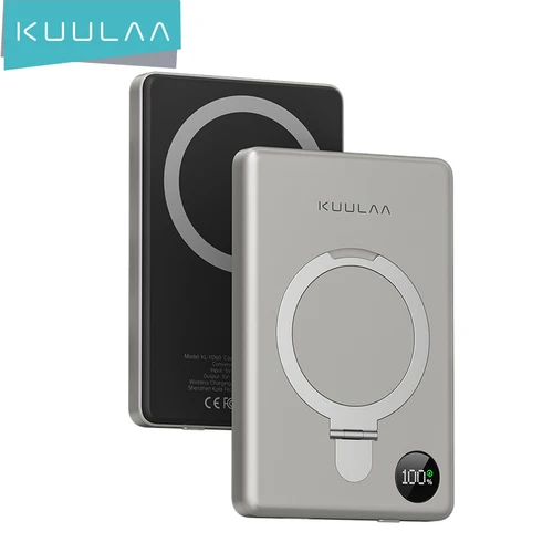 KUULAA Magsafe 보조배터리 마그네틱 배터리, 스탠드 포함, 외장 배터리, 고속 충전, 아이폰 15, 14, 13, 12 보조베터리, 10000mAh 