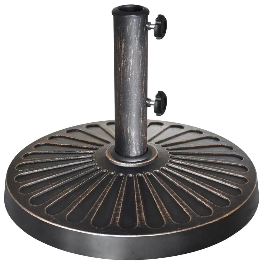 

USA Umbrella Base Stand Market Patio Outdoor Heavy Duty Umbrella Holder with Concave Radial Pattern,Bronze
