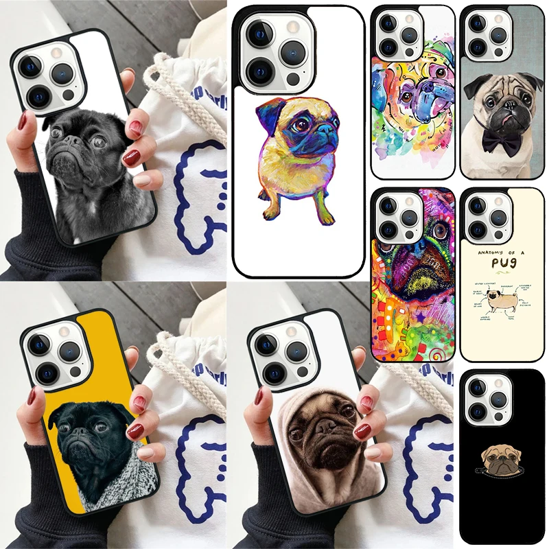 Cute Pug Dog Cover For iPhone 17 Air 16 16e 13 14 15 Pro Max 12 11 15 Pro Max Plus Max Phone Case