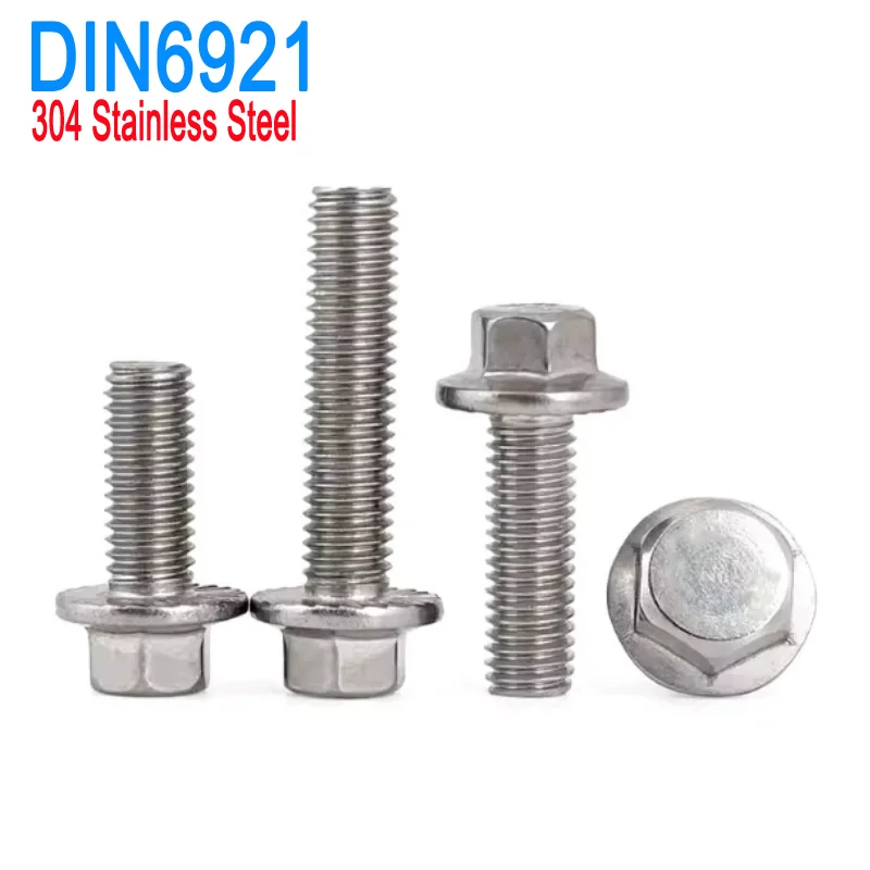 

Flange Bolts 1/4 5/16 3/8 UNC SUS304 Stainless Steel Hexagon With Serrated Flange Cap Screw Hex Screws For Car Motorcycle