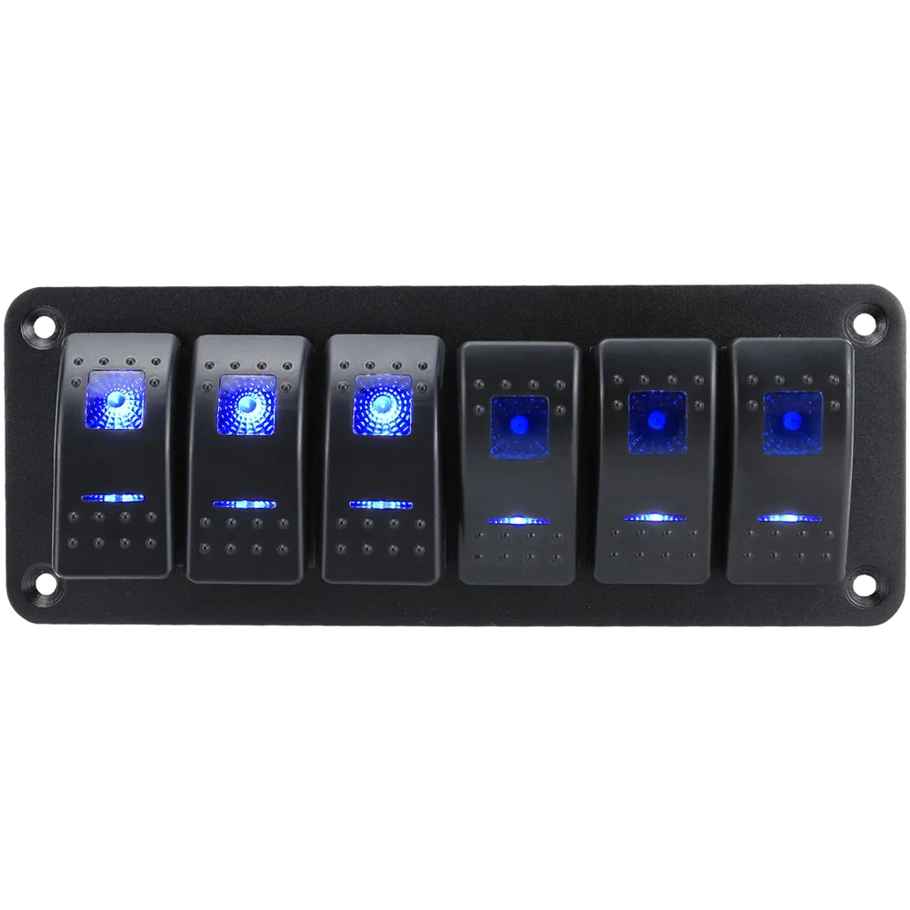 2 3 4 5 6 8 Position Rocker Switch Panel with Blue LED for Vehicle Boat RV Use Compatible with 12V 24V DC Systems
