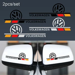 2pcs PVC Car Rear View Mirror Badge Stickers for Volkswagen 4 Motion MTM Blue Motion Caddy Scirocco CC Golf 4 7 Bora MK7 Beetle