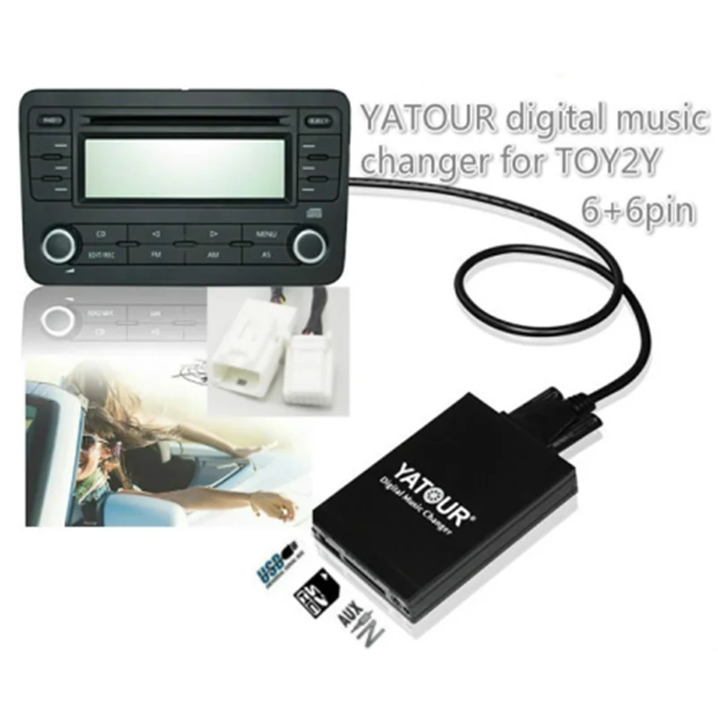 

Yatour Car Radio USB SD AUX Stereo for SCION/LEXUS/Toyota With CD Changer Small 6+6 plug USB SD AUX Mp3 Adapter