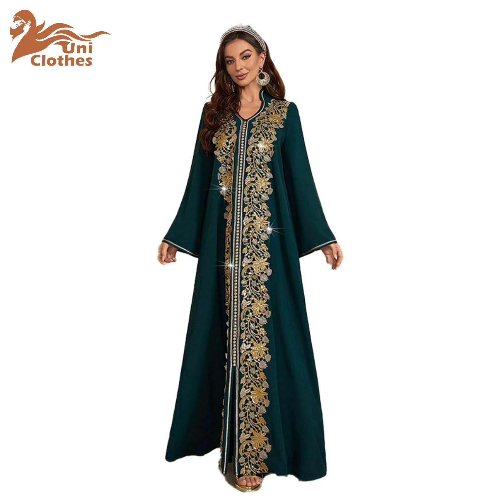 

UNI Мусульманская мода с цветочным принтом Абая Femme Мусульманские шифоновые праздничные платья Рамадан Ид Абая Дубай Роскошный халат Кафтан Платье макси