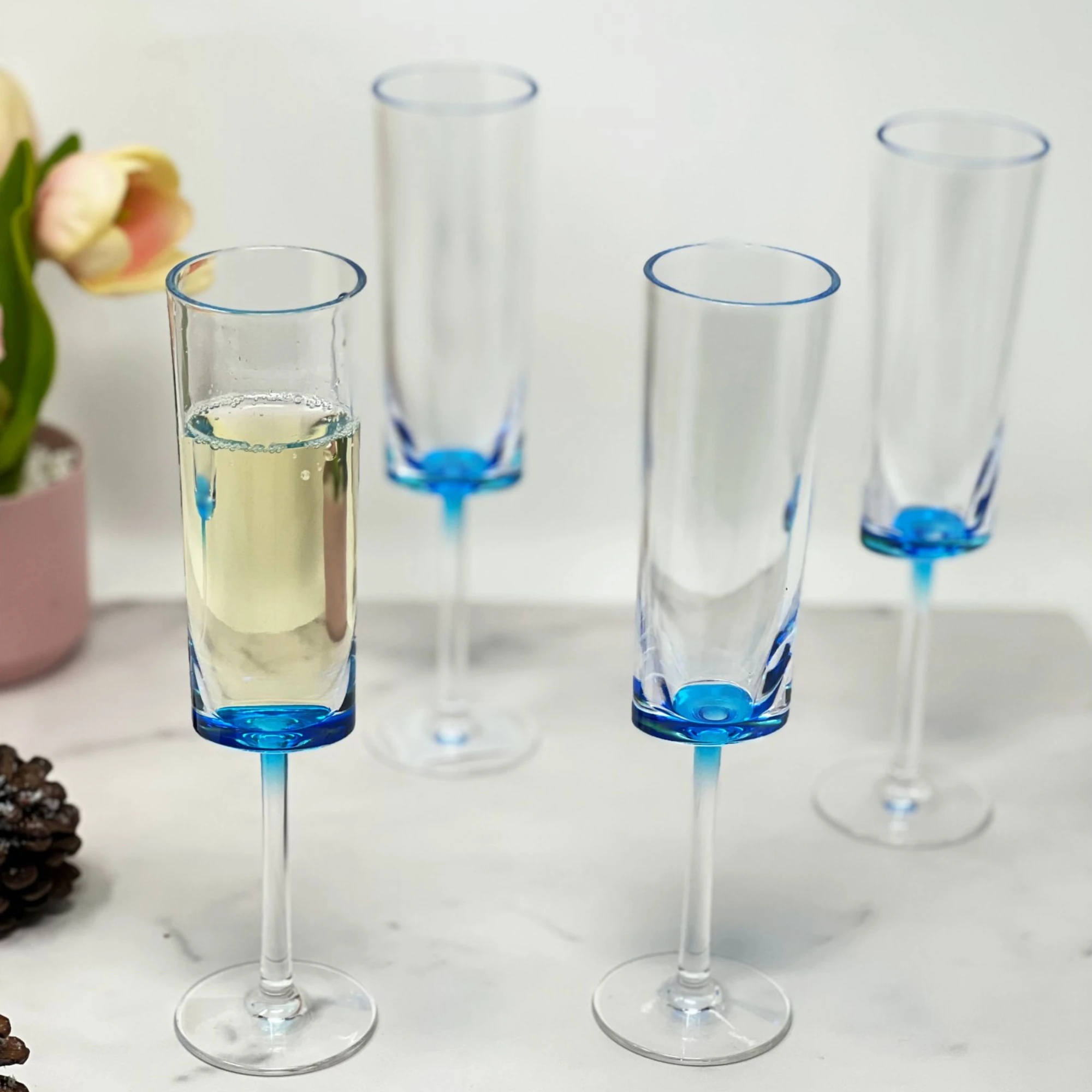 

4pcs Oval Halo Plastic Champagne Flutes Unbreakable Mimosa Glasses Plastic Champagne Glasses Wedding Champagne Flutes
