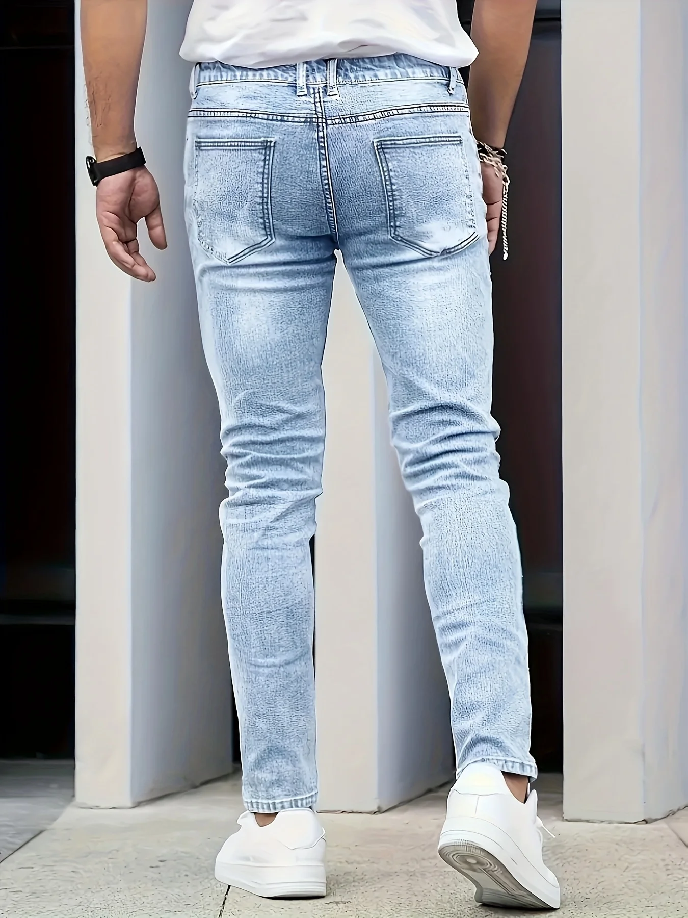 بنطال جينز Urban Classic للرجال باللون الأزرق الفاتح بقصة ضيقة مع جيوب مائلة لأسلوب الشارع غير الرسمي #2