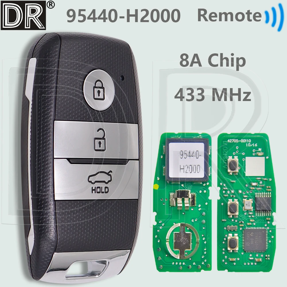 

DR 8A Chip 433MHz 95440-H2000 Proximity Card Car Remote Key For KIA K2 K3