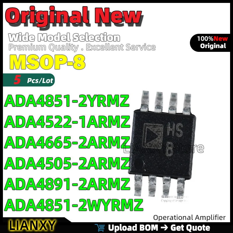 

5pcs MSOP-8 ADA4851-2YRMZ ADA4522-1ARMZ ADA4665-2ARMZ ADA4505-2ARMZ ADA4891-2ARMZ ADA4851-2WYRMZ Operational Amplifier Brand New
