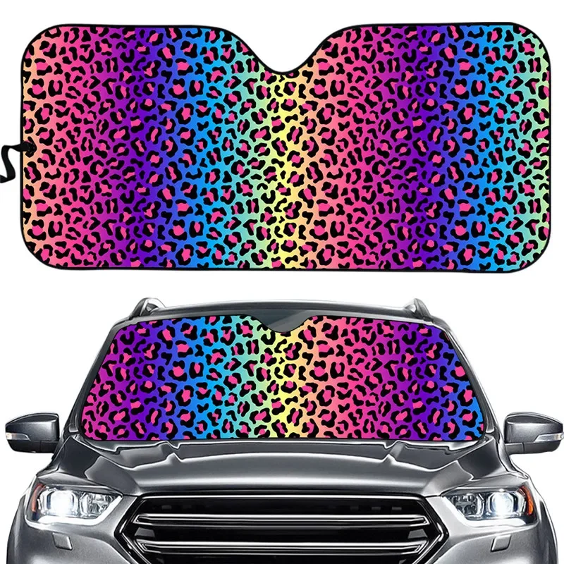 Aluminum Sunshade for Car Windshield Colorful Animal Cheetah Leopard Print UV Protect Foldable Front Windshield Sun Shades