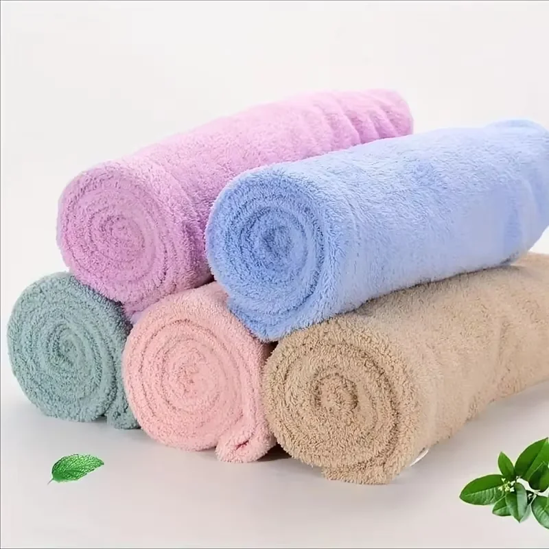 1pc Absorbent Microfiber Hair Towel with Button - Anti-Frizz Quick Dry Towel for Women Men, Soft Fast Drying Hair Wrap Towel