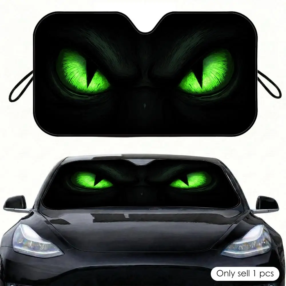 Green Eyes Sun Visor Car Windshield Sunshade Front Window  UV Protection Heat Insulation Sun Shade Cover Foldable