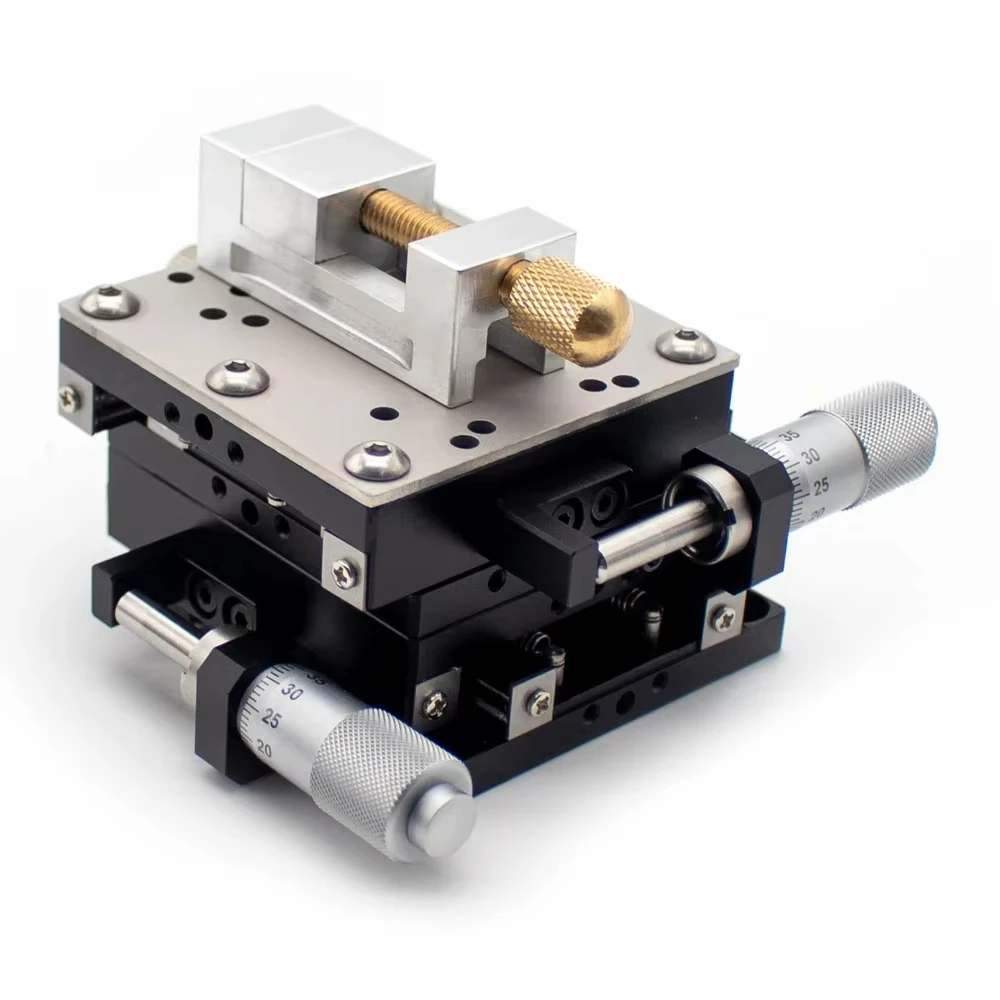 Mini High-Precision XY Axis Slide for Metal Bench Drill – Manual Fine-Tuning Slide with Micro Clamp Vise & Brass Flat Head Pli