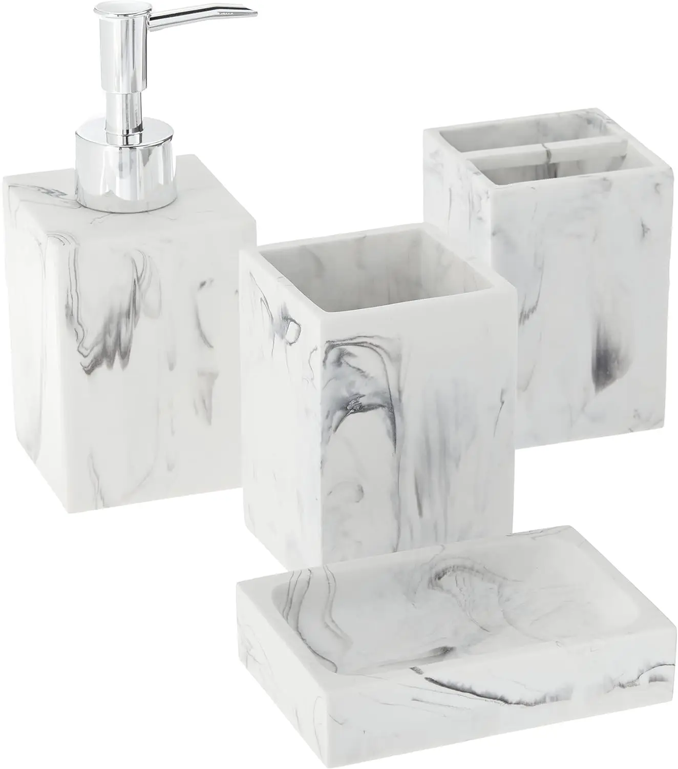 Sweet Home Collection Bathroom Accessories Collection Unique Decorative Beautiful Designs Bath Décor, 4 Piece Set, Plaza