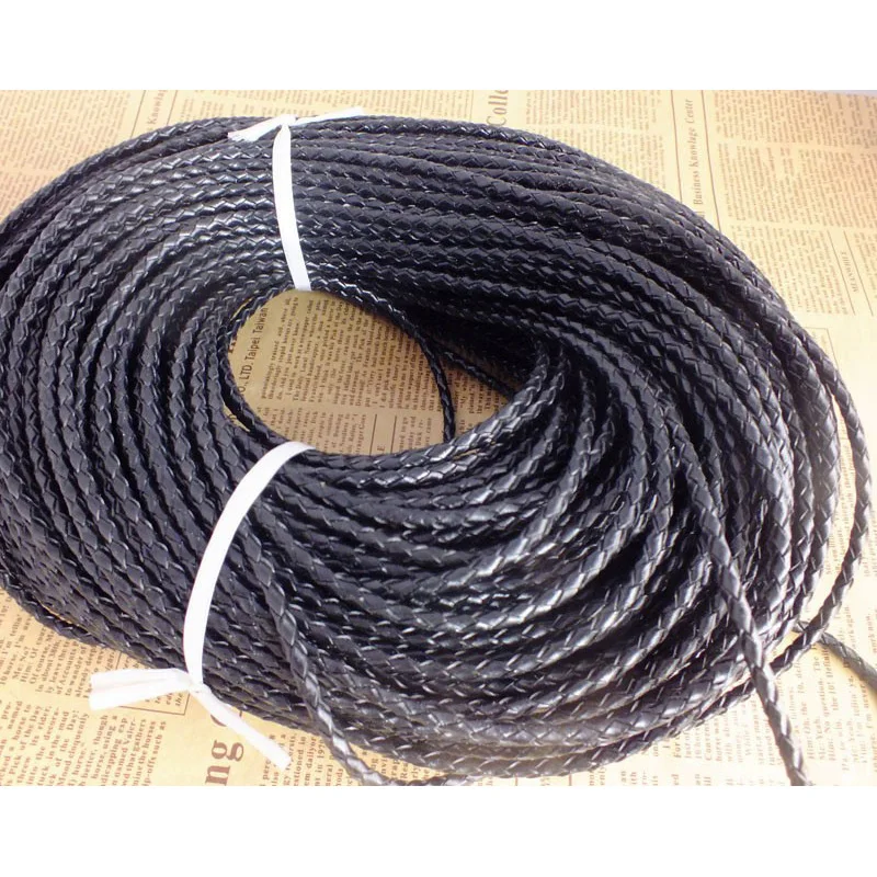 (Black)50meters/bag 3mm braid leather cord fitting DIY bracelets and necklaces wholesale price  W-3967