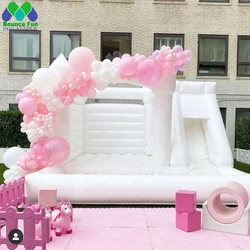 Maison gonflable commerciale de rebond de mariage blanc, avec toboggan et fosse à balles, château gonflable de mariée en PVC pour enfants