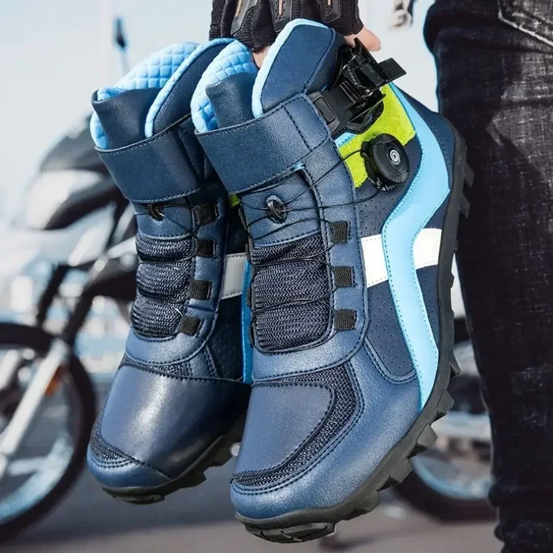 Men Spring Summer Motorcycle Boot Non -slip Motorcyclist Boots Wear-resisting Touring Riding Boots Motocross Shoes Studded Boots