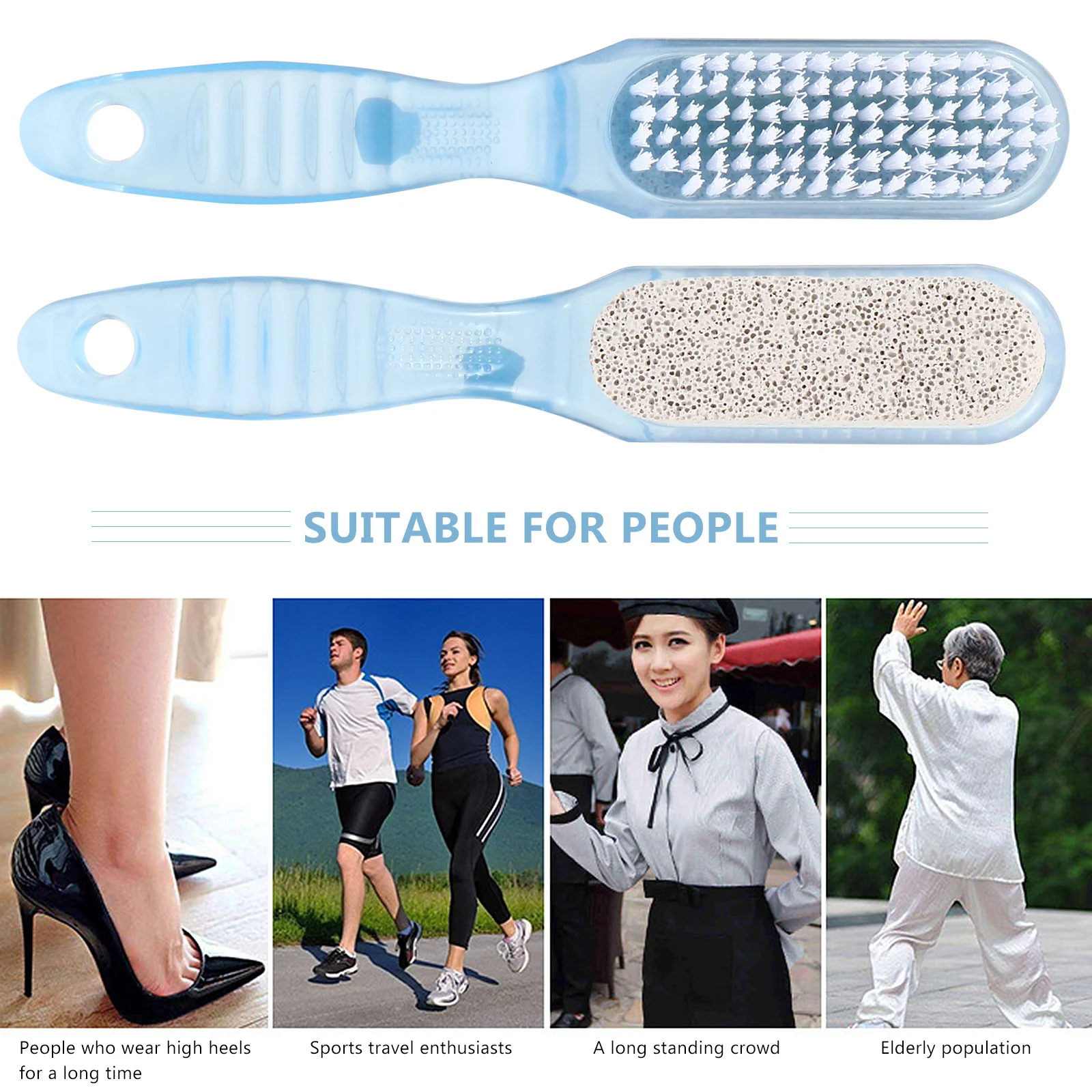 4 قطعة 2 في 1 مسمار فرشاة تنظيف الغبار الكالس مزيل القدم باديكير حجر لينة PP شعيرات غير مزعجة السفر المنزل الحمام #4