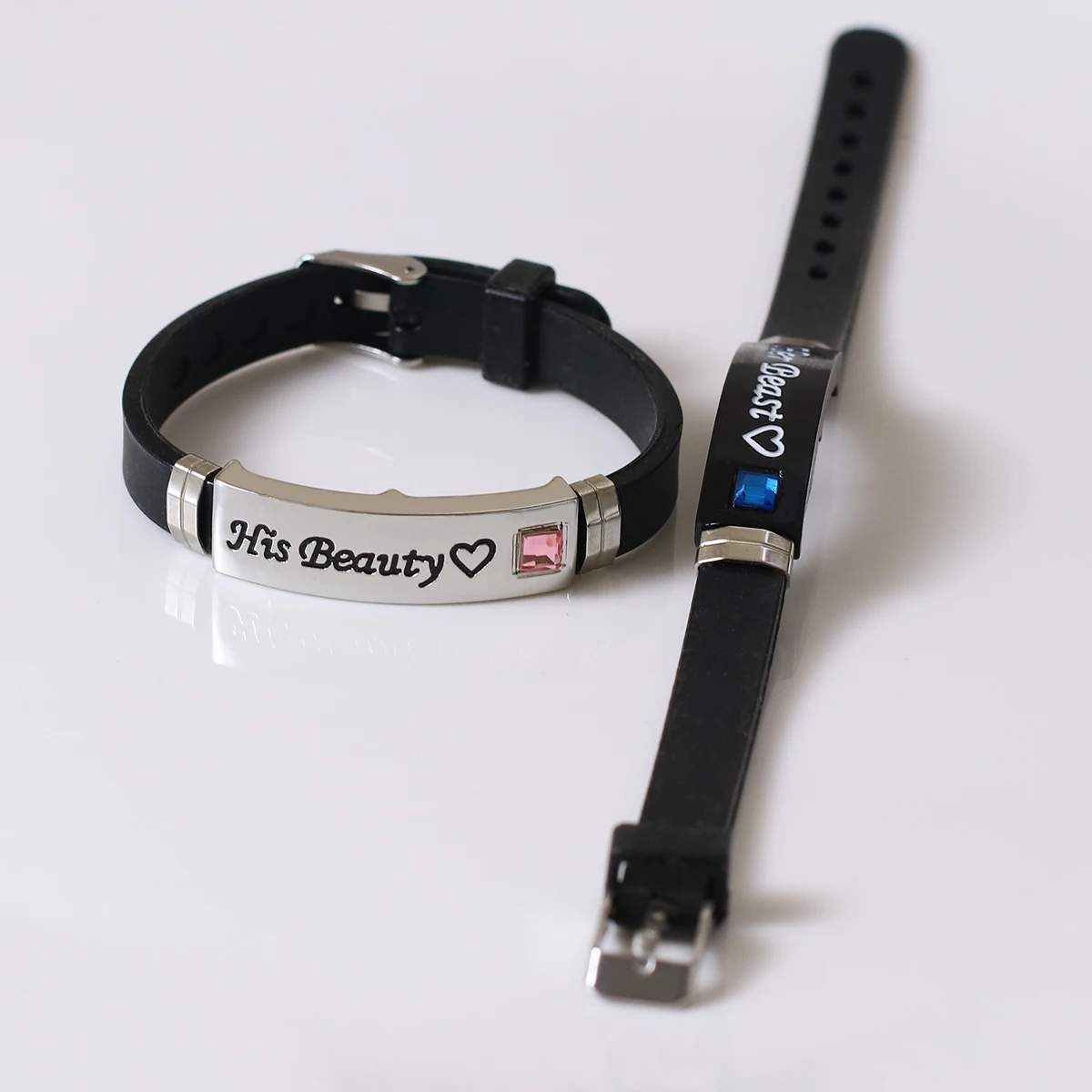 سوار Her Beast His Beauty Love للزوجين 2 سوار سيليكون أنيق #4