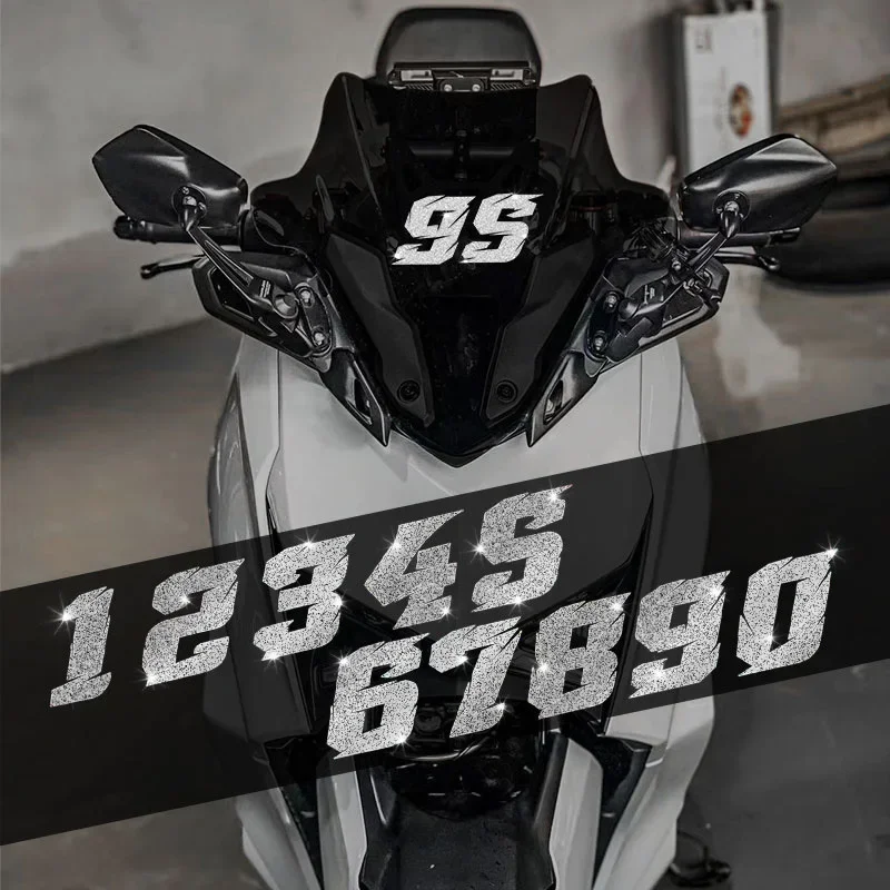 1pc Shiny Silver Number Waterproof Vinyl Sticker, Universal Decal for Motorcycle Fairing, Fuel Tank and Scooter Decor