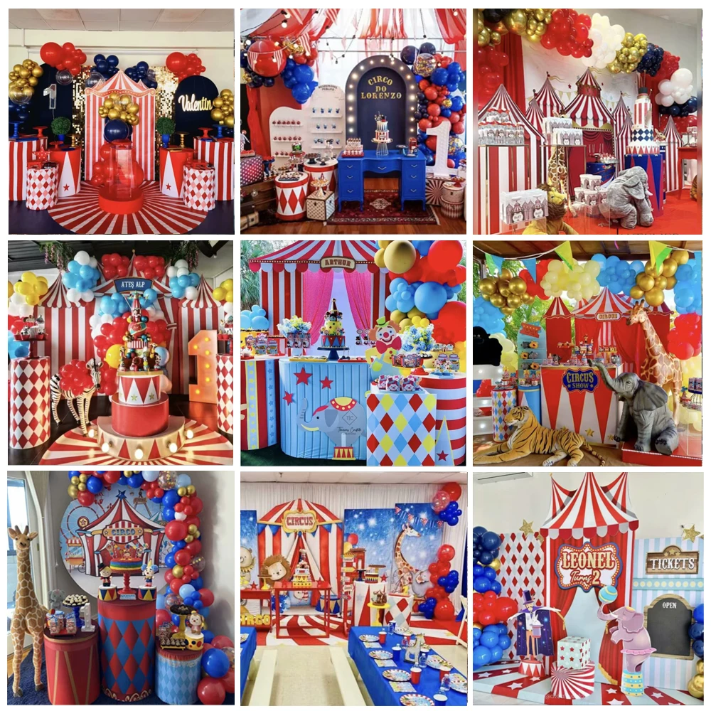 Circus Theme Cylinder Covers Carnival Party Decorations Pedestal Cover Birthday Baby Shower Desserts Tablecloth Decor Props