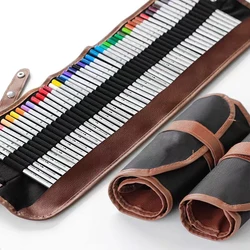 AngelMark Canvas Roll Pen Curtain Pencil Bag Case 16/24/36/48/72/120 Holes Holder Storage Pouch Stationery School Supplies WC169