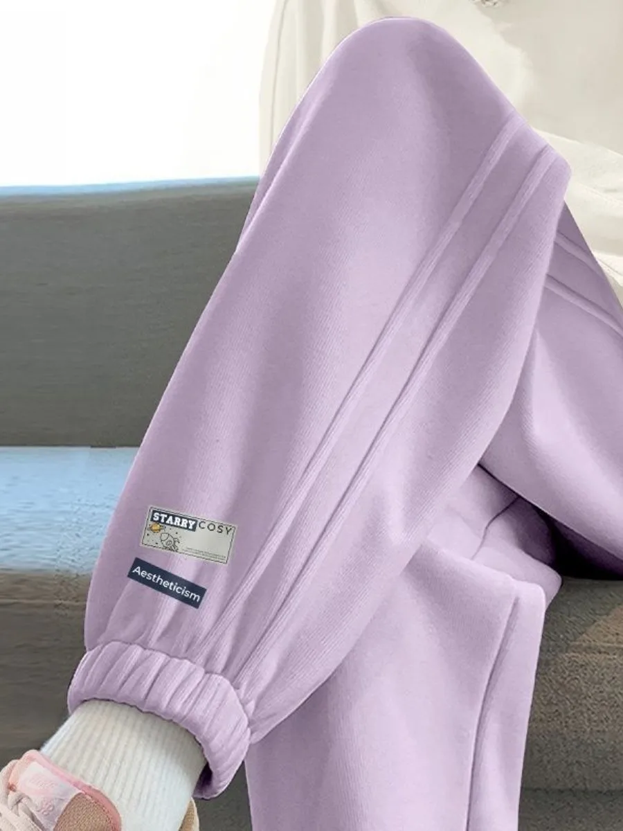 

Loose Fit American Casual Pants Women plus Size Slimming Purple Sweatpants Cuffed Spring Autumn Sports Pants Women