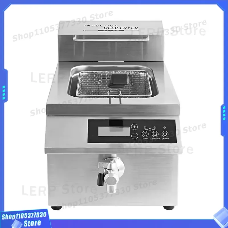 12L Electric Induction Fryer Stainless Steel Commercial Single Burner Deep Fryer for Restaurant Kitchen Catering Equipment
