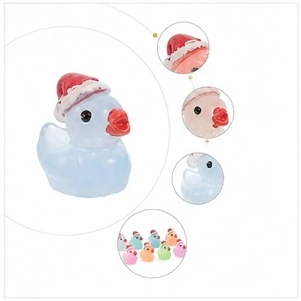 50Pcs Mini Christmas Glow in The Dark Ducks Resin Animal Figures for Garden DIY Fairy Scene Landscape Decoration