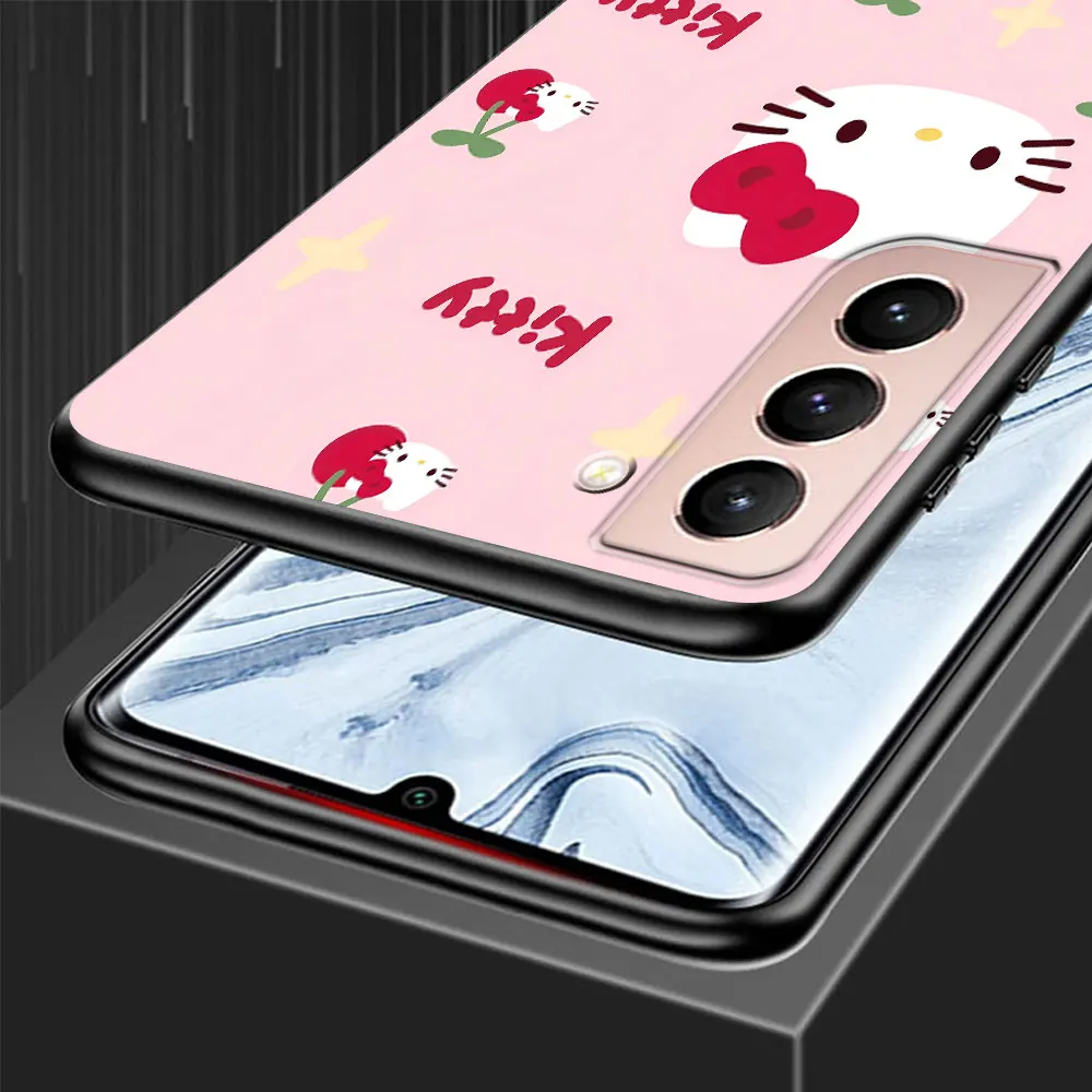 Hello Kitty Kawaii KT Cat Case for Samsung Galaxy S23 S10e S10 S21 FE S22 S9 S24 Ultra S20 Plus Soft Black TPU Phone Cover image 6