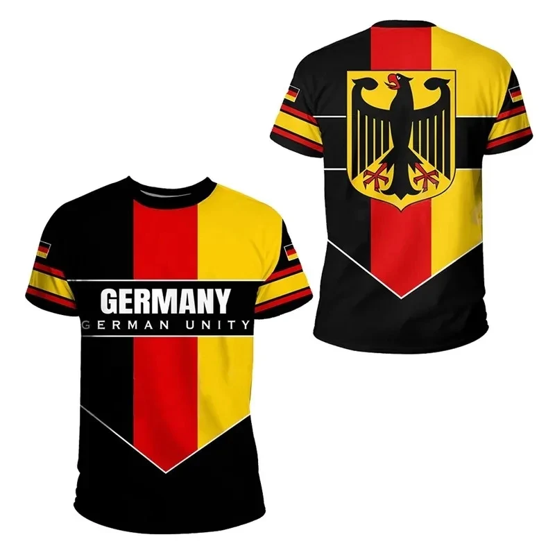 Summer New Men\'s T Shirt 3d Germany Flag Print Round Neck Short Sleeve Street Fashion Pullover Summer Men\'s Handsome Clothing