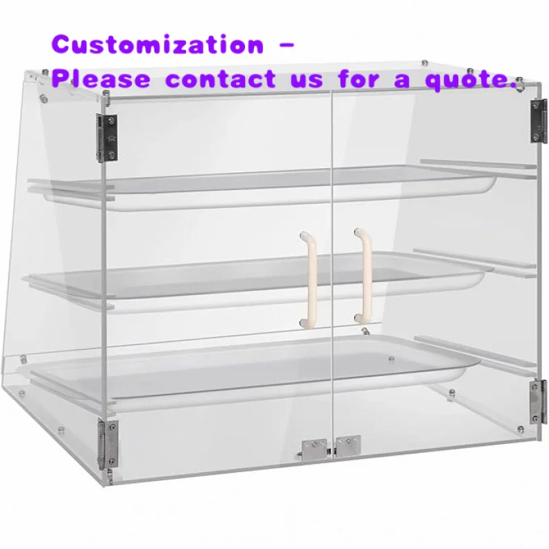 custom.Acrylic 3-Tier Bakery Display Cabinet with Double | Countertop Bread/Pastry Storage Showcase Café/Bakery