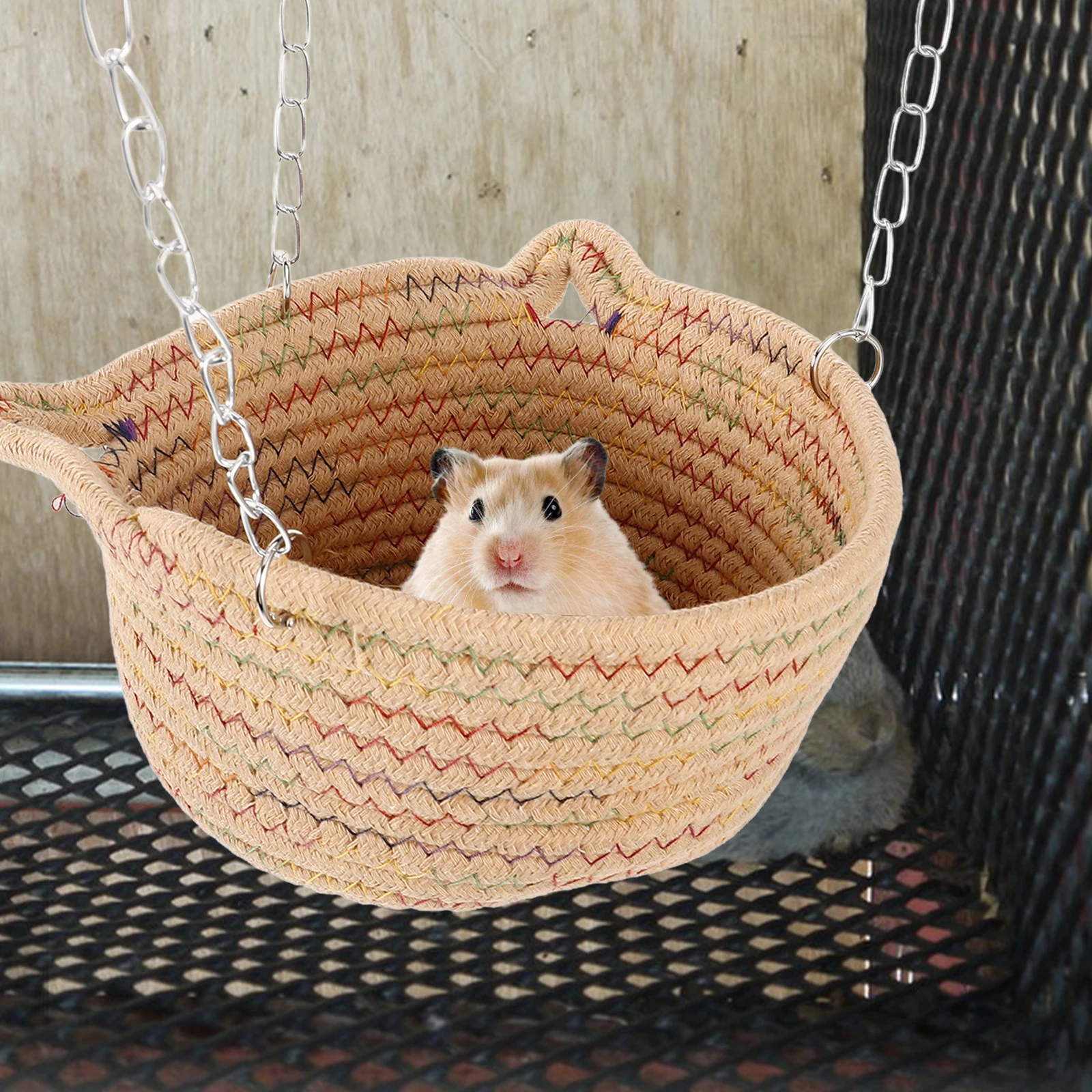 

Hanging Hamster Hammock Safe Rope Iron Material Small Pet Bed Sleep Play Cage Accessory Warm Guinea Pig Chinchilla