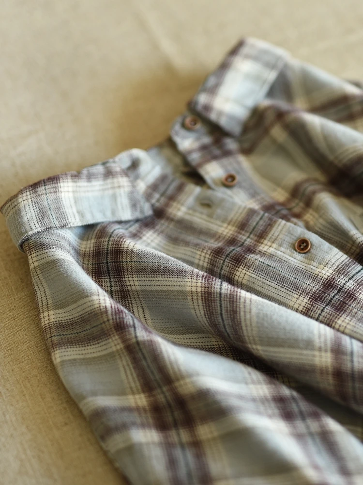 

Loose Fit Flannel Plaid Collar irt Women's Comfortable Breathable Cotton Long Sve Button up Regular Length Autumn Faion