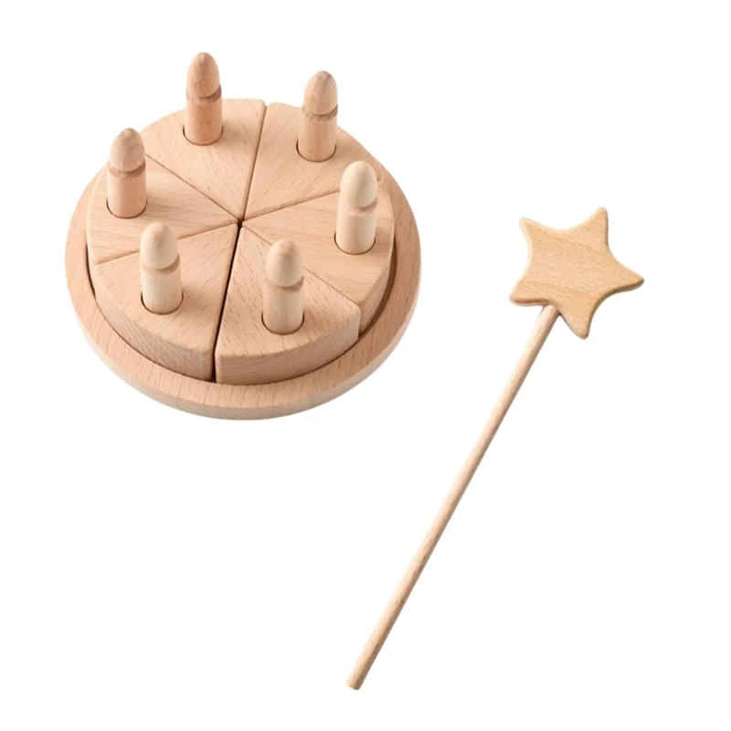 Educational Beech Cake Toy Designed For Children Promotes Imaginative Play Fine Motor Skill Multilayer Cake Set