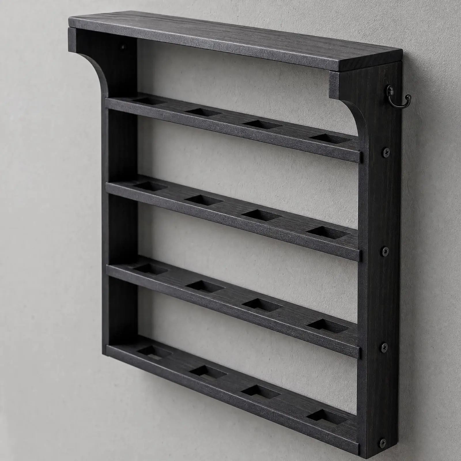 Wall Mounted Hockey Puck Shelf Display Holder with Side Hooks for Medals Small Trophies and Collectible Decor