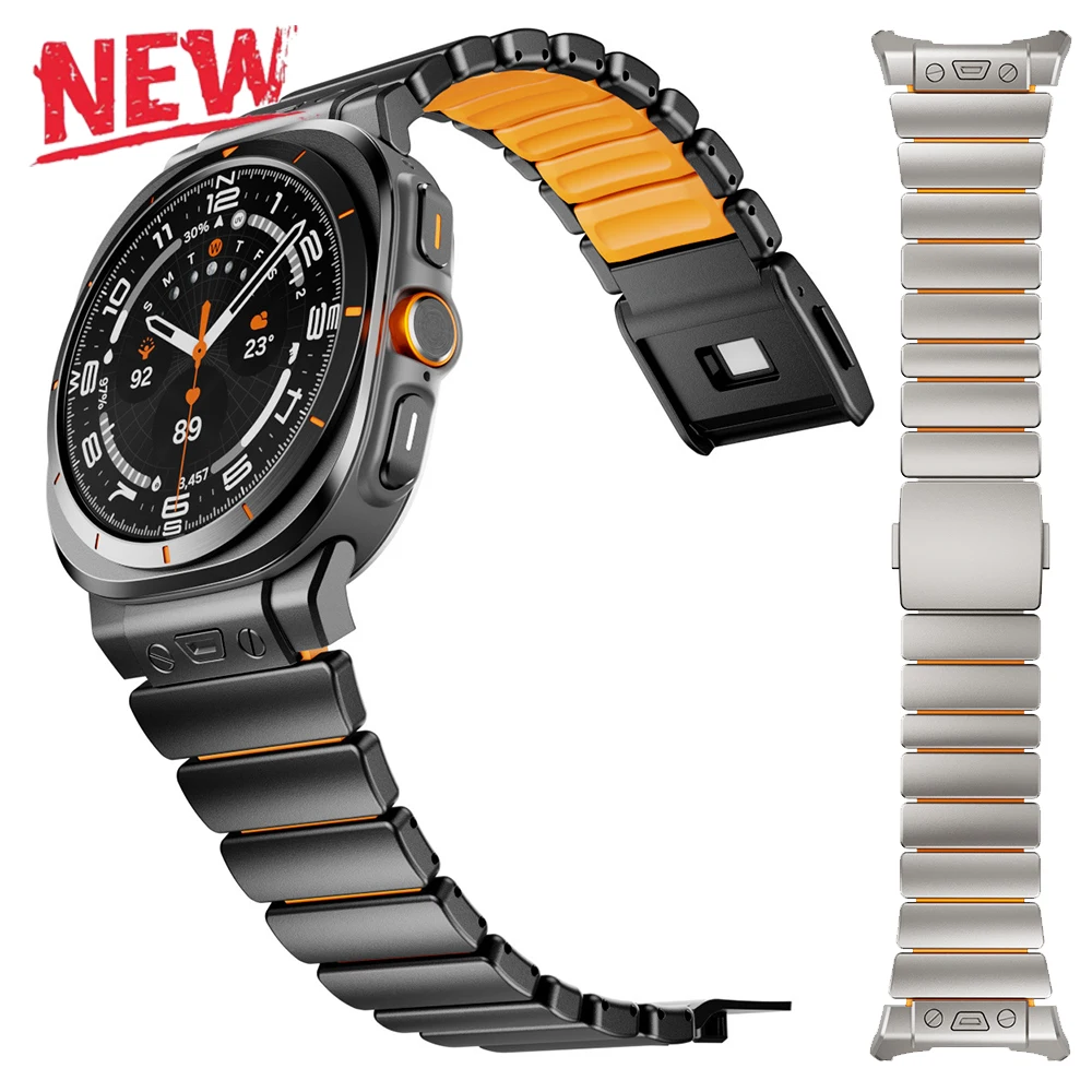 

Luxury Stainless Steel Rubber Band for Samsung Galaxy Watch Ultra 2025 Metal Strap for Galaxy Watch Ultra 47mm Silicone Bracelet