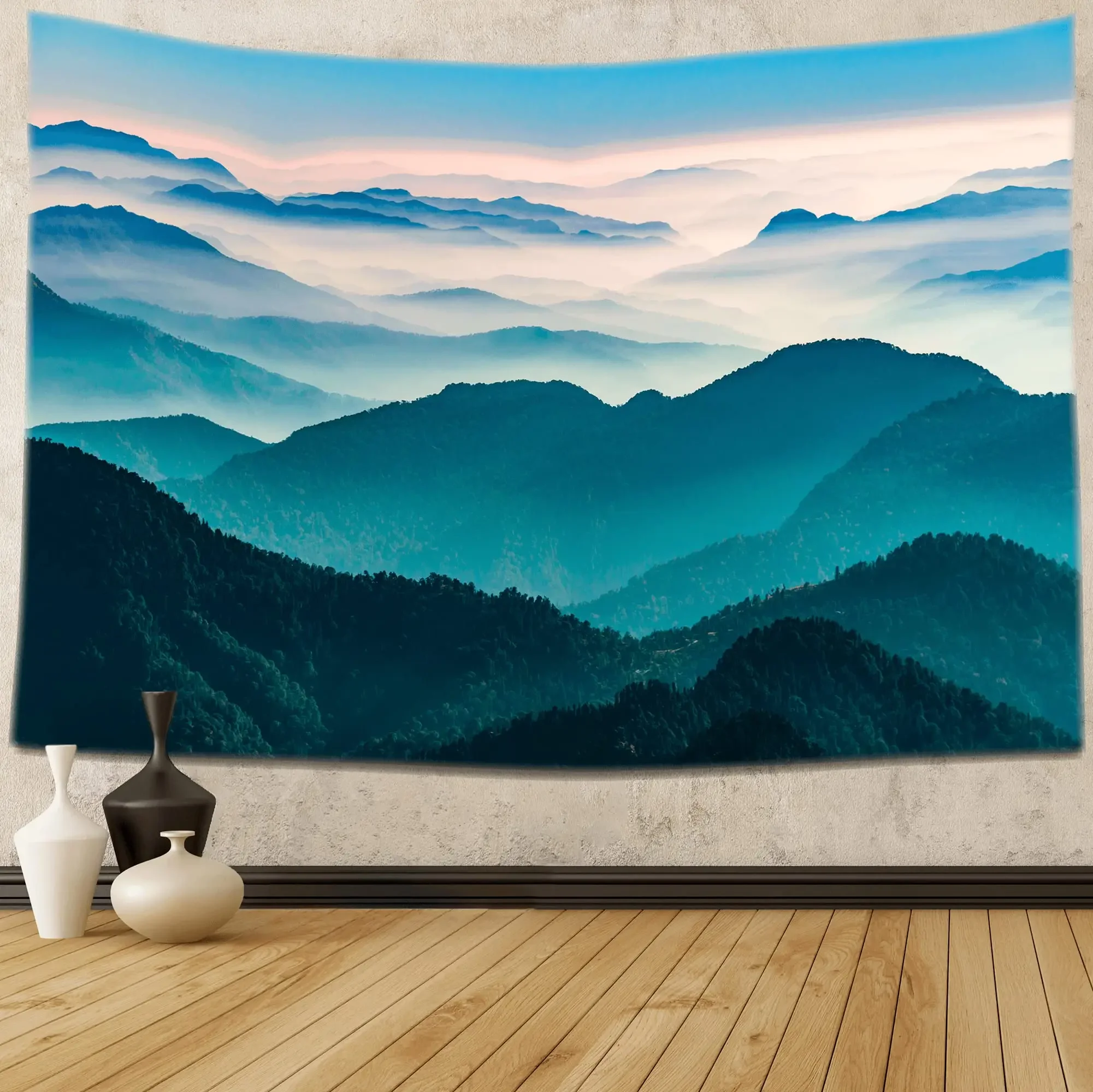 Rocky Mountain Tapestry,Misty Forest Wall Tapestry for Bedroom Aesthetic,Nature Tapestry Large Wall Hanging,Landscape Tapestries