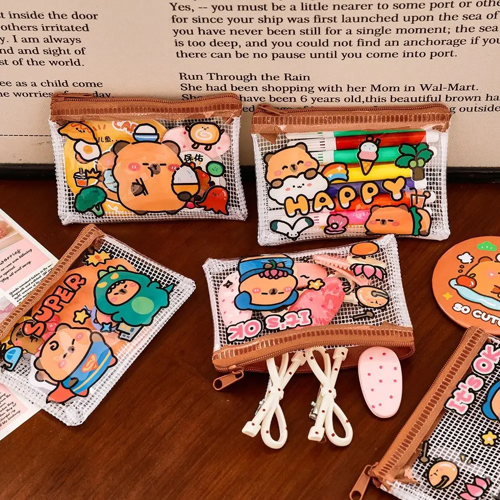 

Portable Capybara Storage Bag Cartoon Mini Wallet PVC Key Earphone Organizer Kids Gifts