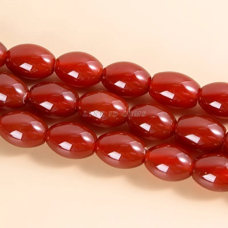 High Quality Natural Red Agate Rice Shape Beads Smooth Loose Spacer Beads For Jewelry Making Necklace Earring Diy Accessories