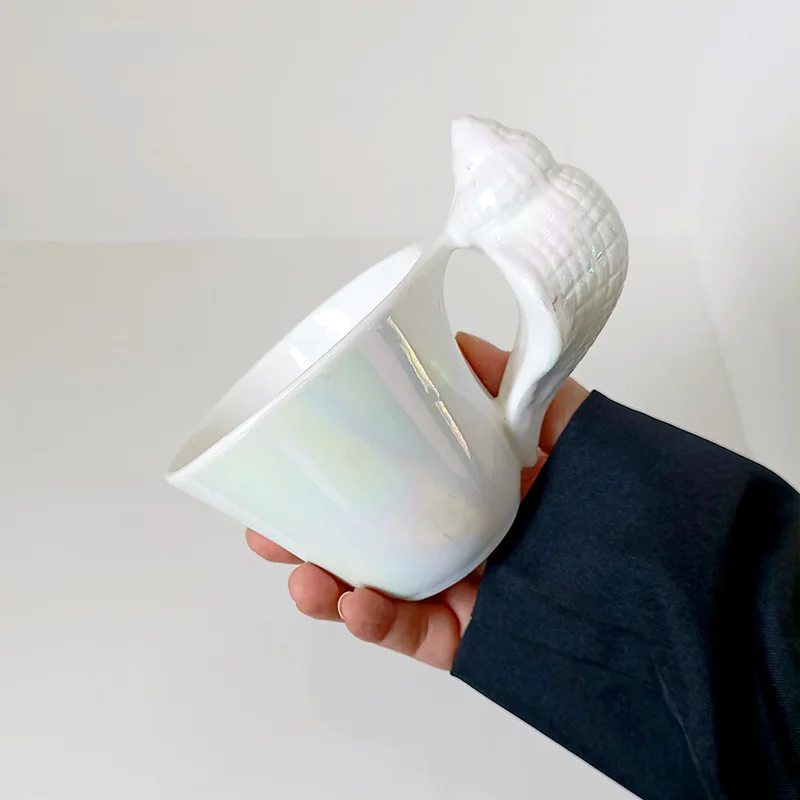 Creative Conch Ceramic Coffee Cup Vintage Artistic Shell Teacup Office Water Drinking Mug Afternoon Tea Dessert Conch Mug Home