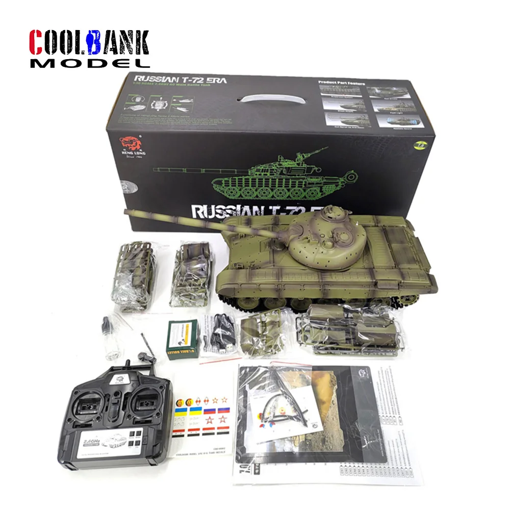 COOLBANK RC Tank, 1/16 2.4G RC Russia T72 Main Battle Tank Model Military Tank Army Vehicle Infrared Battle Tank Toys for Boys