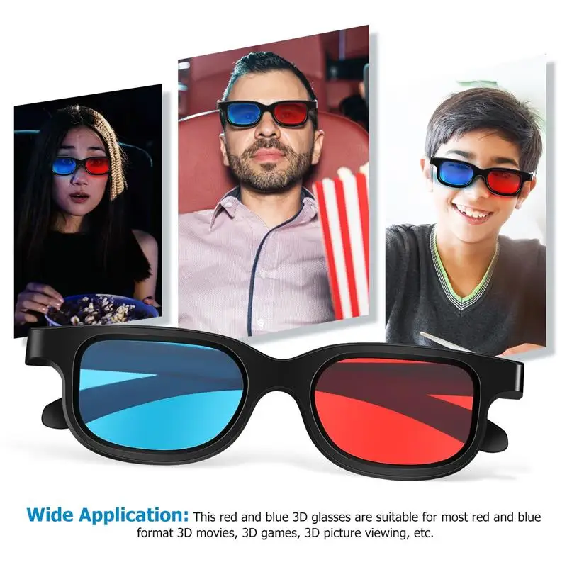 10 Pcs Practical Viewing Glasses Red-Blue Lens 3D Glasses Compatible With Ordinary Computer Monitors TVs Theater Screens