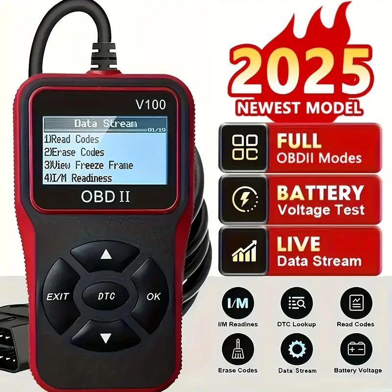 Lector de códigos del escáner OBD2 con pantalla LCD de 2,4" - Herramienta de diagnóstico avanzada para fallas del motor