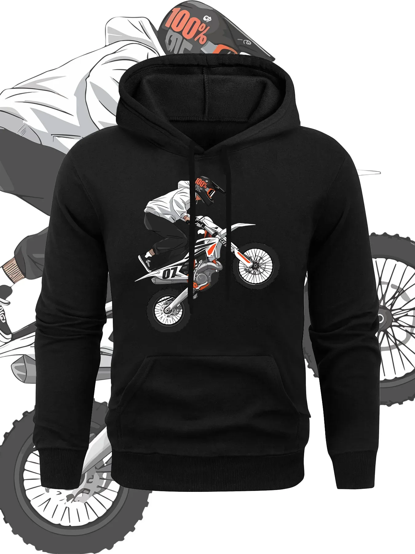 Off‑Road Dirt Bike Hoodie Motocross Rider 07 Number Front Graphic Pullover Unisex Oversized Hoodie