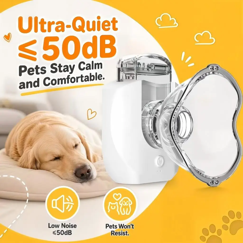 AiQUE Wiederaufladbarer Haustier-Inhalator Mini Tragbarer Tierzerstäuber Veterinär-Asthma-Inhalator Spacer-Gerät für Katzen & Hunde Gesundheitspflege – Detail 11