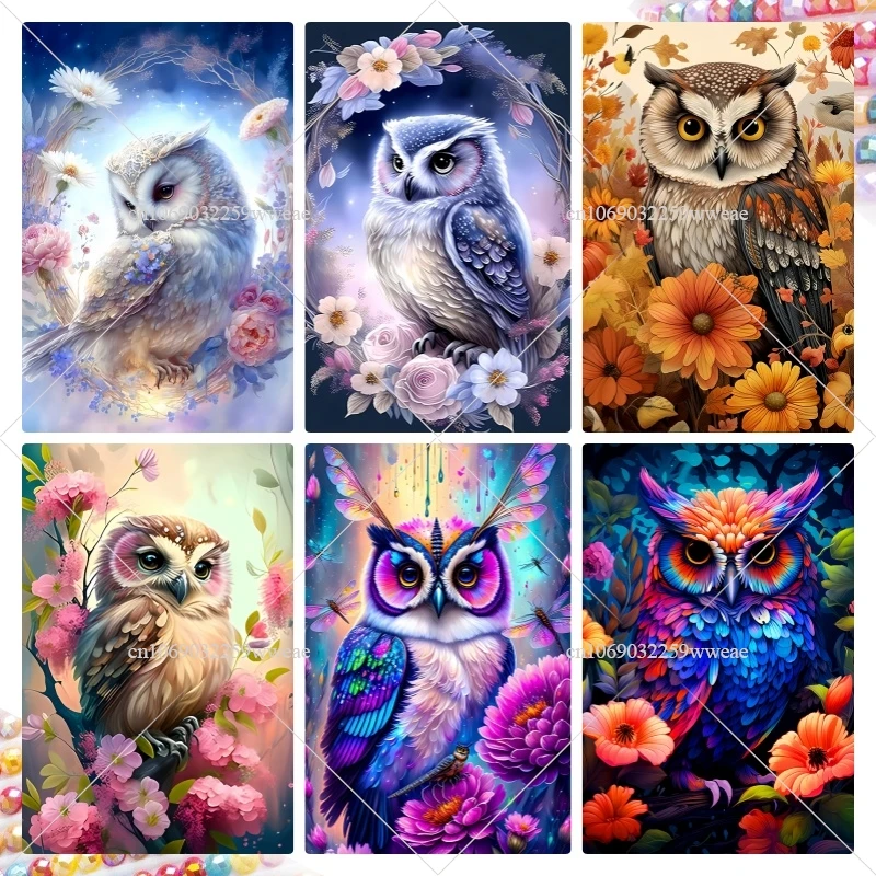 DIY 5D Diamond Painting Night Owl Floral Series Full Drill Rhinestones Animal Picture Mosaic Art Living Room Bedroom Decoration